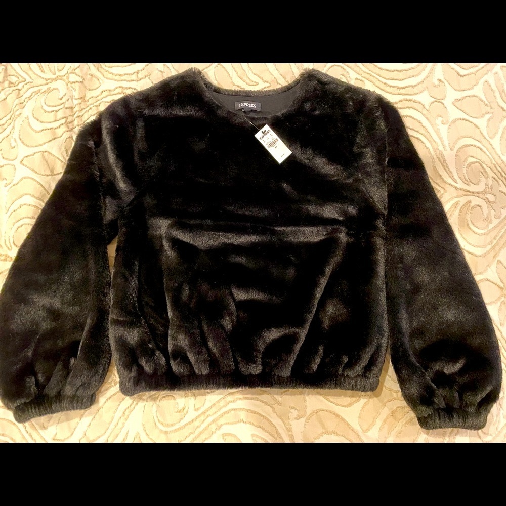 NWT Express Faux Fur Sweatshirt